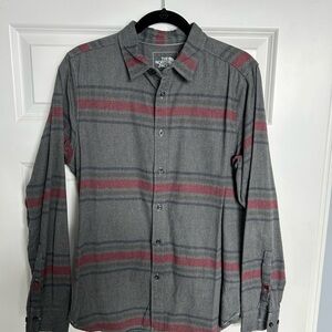 The North Face Men's Gray and Red Striped Flannel